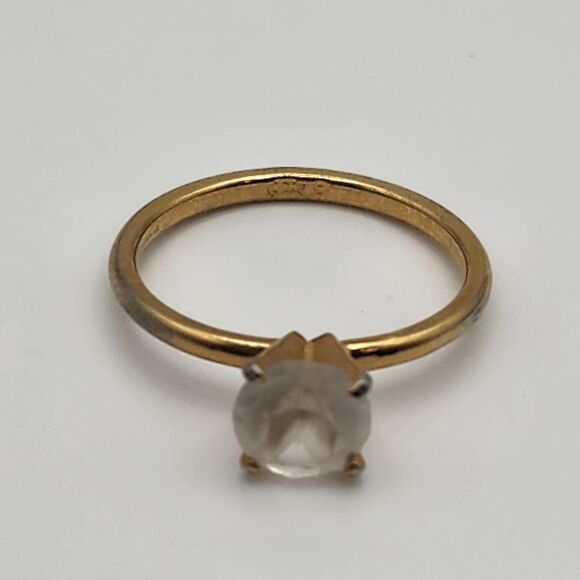 Vintage Uncas Gold Tone & Cubic Zirconia Solitaire Ring - Picture 5 of 8